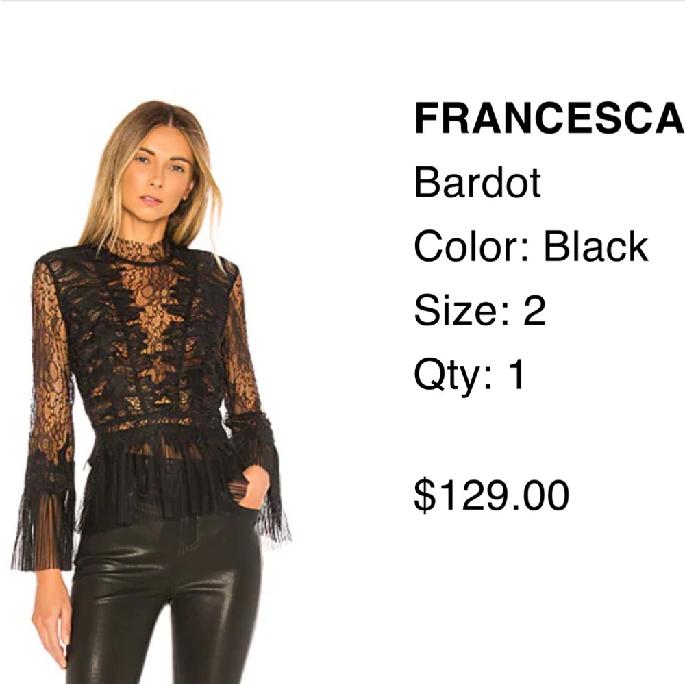 Francesca's Collections Black Lace Bardot Blouse